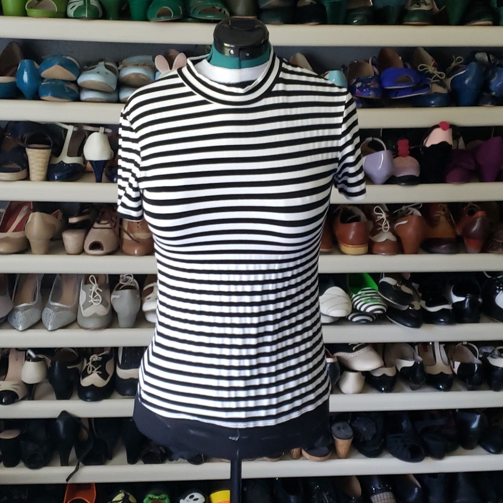 Vixen Bad Girl Top Black and White Stripe